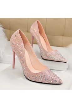 Women's Pink Stiletto Heel Party Shoes with Rhinestone (High Heel)