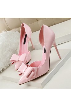 Women's Pink Stiletto Heel Party Shoes with Bowknot (High Heel)