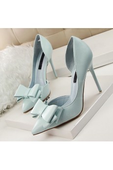 Women's Blue Stiletto Heel Party Shoes with Bowknot (High Heel)