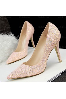 Cheap Pink Stiletto Heel Prom Shoes with Sequins (High Heel)