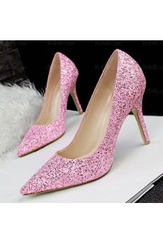 Best Rose Red Stiletto Heel Prom Shoes with Sequins (High Heel)