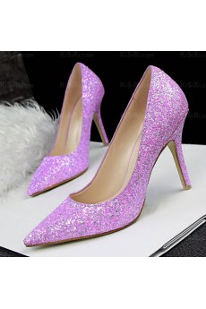 Best Light Purple Stiletto Heel Prom Shoes with Sequins (High Heel)