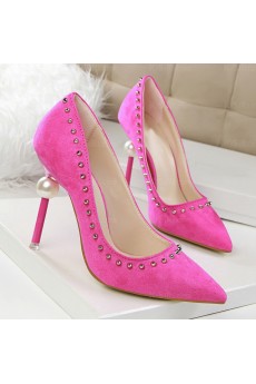 Best Rose Red Stiletto Heel Prom Shoes with Rivet (High Heel)
