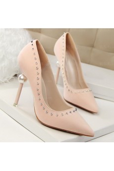 Fashion Pink Stiletto Heel Prom Shoes with Rivet (High Heel)
