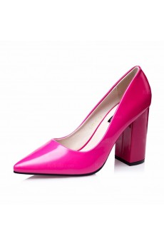 Ladies Rose Red Chunky Heel Party Shoes (High Heel)