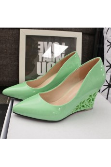 Best Light Green Pointed Toe Wedge Heels Party Shoes (Mid Heel)