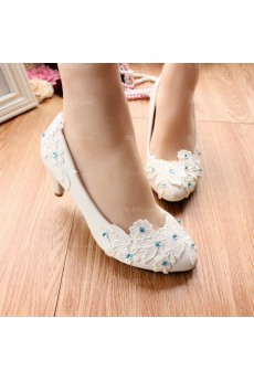 Cheap Lace Bridal Wedding Shoes with Flower and Rhinestone