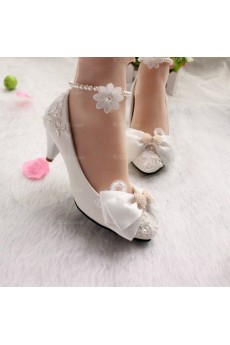 Cheap Comfortable Wedding Bridal Shoes with Bowknot Pearl
