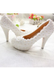 Elegant Lace Bridal Wedding Shoes with Flower and Pearl