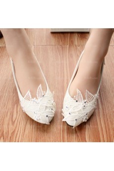 Cheap Lace Bridal Wedding Shoes with Flower and Rhinestone