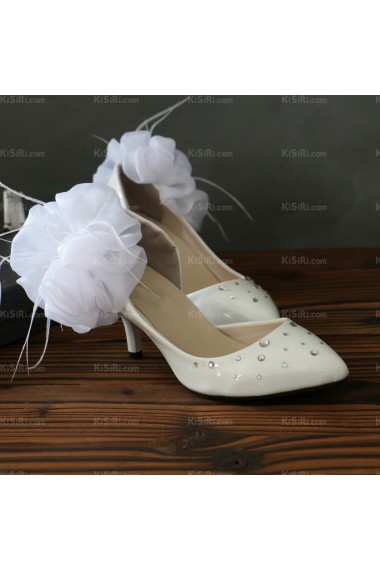 Cheap Comfortable Wedding Bridal Shoes with Rhinestone Tulle Flower