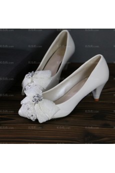 Lace Bridal Wedding Shoes with Bowknot Rhinestone