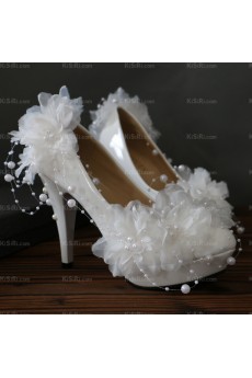 Exquisite Lace Bridal Wedding Shoes with Pearl